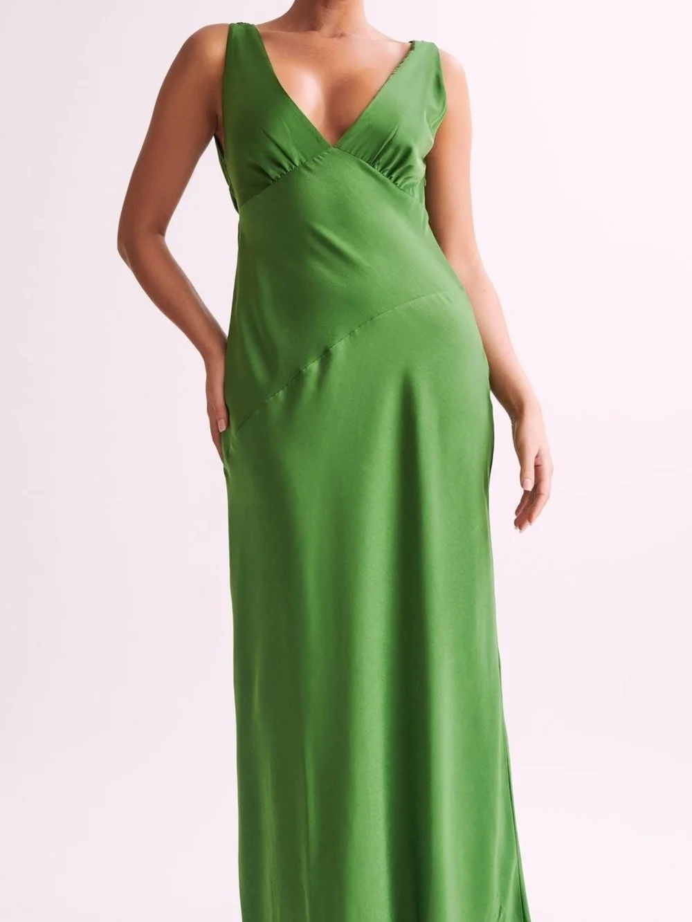 Meshki | Dresses | Meshki Green Draped Back Satin Maxi Dress | Poshmark